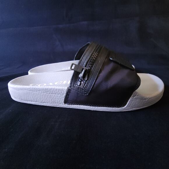Coach Brand Mens Pool Slide Slippers Signature Pocket Black Gray Size 8 Slides - Picture 5 of 9